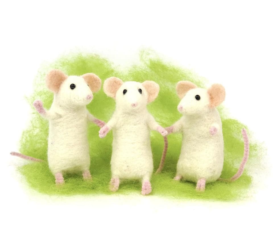 Three White Mice Needle Felt Kit